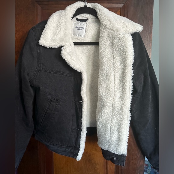 Abercrombie & Fitch Jackets & Blazers - Abercrombie Sherpa Black Denim Jacket